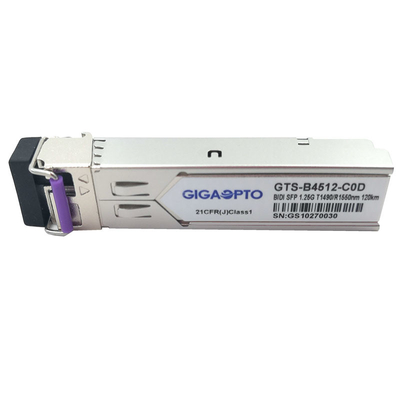 1.25G BiDi SFP 1000BASE-BX 1490nm-TX/1550nm-RX SMF 120km LC DOM Transceiver Module