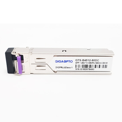 BiDi 1.25G SFP Transceiver Module 1000BASE-BX TX1490nm/RX1550nm 80km LC SMF DOM
