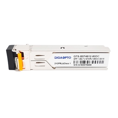 1000BASE BX 1.25G BiDi SFP Transceiver TX1570nm RX1490nm 80km LC SMF DOM