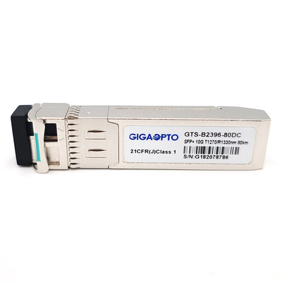10GBASE SFP+ BiDi ZR 80km Single Mode Transceiver Module 1270nm/1330nm LC DOM