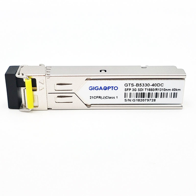 3Gbps MSA SMPTE SFP BiDi TX1550nm RX1310nm 40km Transmitter Receiver Module For SD/HD/3G-SDI LC SMF DDM