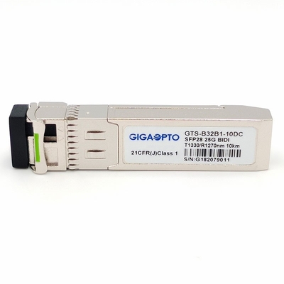 SFP28 25GBASE TX-1330nm RX-1270nm 10km Simplex LC SMF Optical Transceiver Module DOM