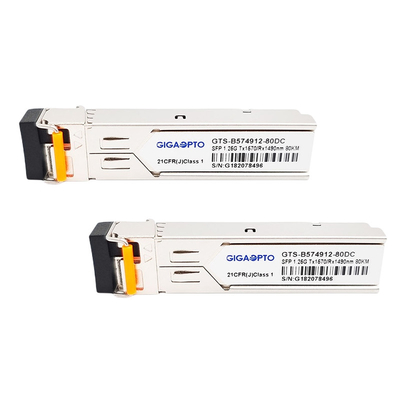 TX1570nm / RX1490nm Gigabit Fiber Transceiver 80km LC For SMF GLC-BX80-D